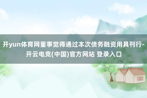 开yun体育网董事觉得通过本次债务融资用具刊行-开云电竞(中国)官方网站 登录入口