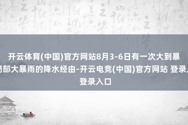 开云体育(中国)官方网站8月3-6日有一次大到暴雨局部大暴雨的降水经由-开云电竞(中国)官方网站 登录入口