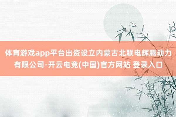 体育游戏app平台出资设立内蒙古北联电辉腾动力有限公司-开云电竞(中国)官方网站 登录入口